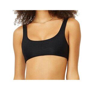 NWOT EBW Connor XS Solid Black Ribbed Racerback Bikini Swim Top #100495